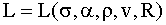 L=L(sigma,alpha,rho,v,R)