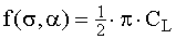 f(sigma,alpha)=1/2*pi*CL