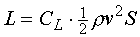 L=CL*1/2*rho*v^2*S