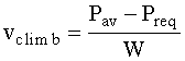 vclimb=(Pav-Preq)/W