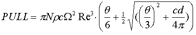 PULL=pi*N*rho*c*(theta*OMEGA^2*Re^3/3+(voo-vi)*OMEGA*Re^2/2)
